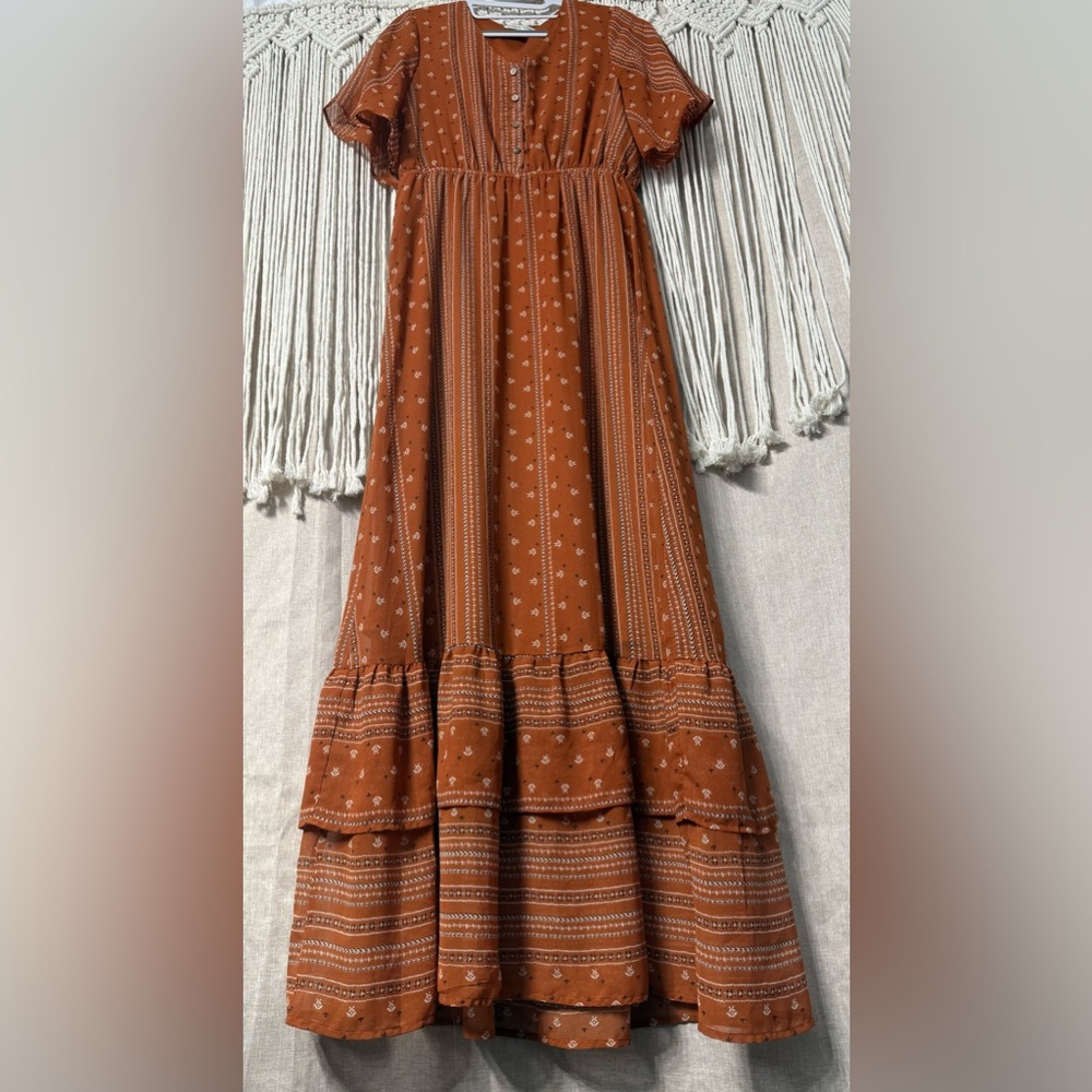 Anthropologie Rust Maxi Dress